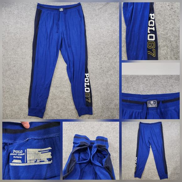 Polo Ralph Lauren Pants Mens XL Blue Navy Joggers Athletic Lounge POLO 67 Logo - Picture 1 of 14